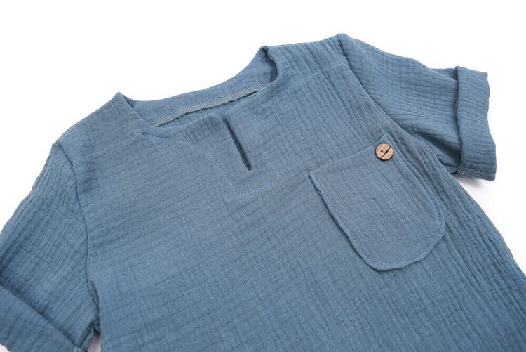 T-Shirt | Musselin | rauchblau