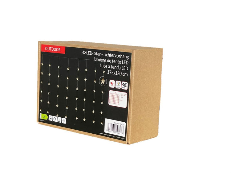 LED Lichtervorhang Outdoor mit Sternen 48 LEDs B:175cm H:120cm