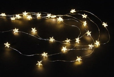 LED Micro Draht Lichterkette mit Sternen 80 LEDs L: 130cm silber Draht