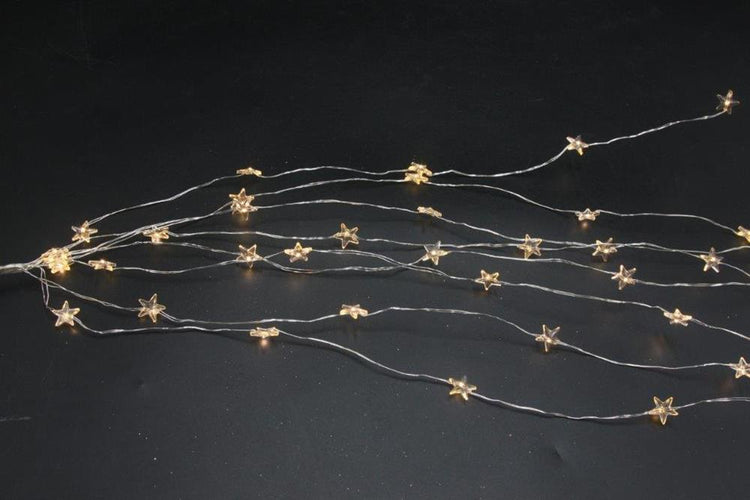 LED Micro Draht Lichterkette mit Sternen 40 LEDs L: 50cm silber Draht