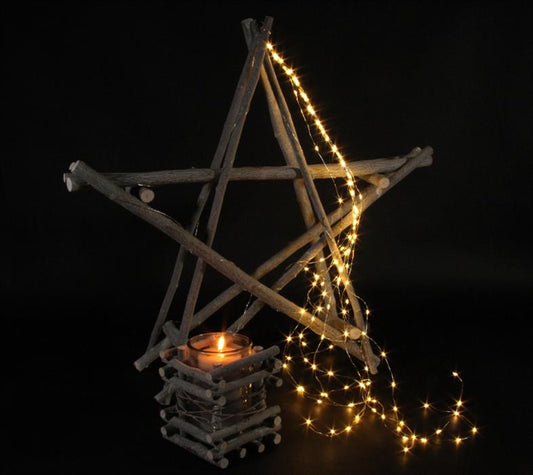 LED Micro Draht Lichterkette mit Sternen 80 LEDs L: 130cm silber Draht