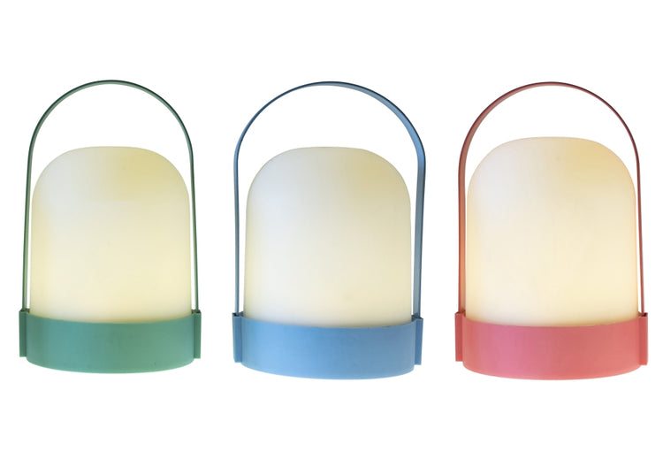 LED Lampe mit Kunststoff-Haube türkis
