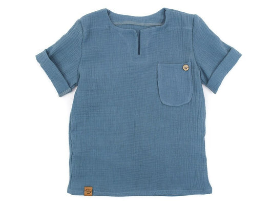 T-Shirt | Musselin | rauchblau