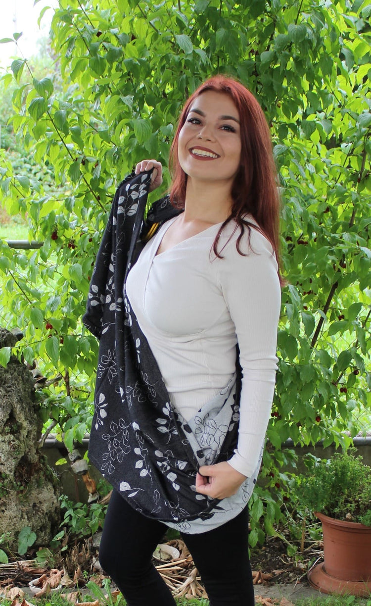 Kavka Ringsling schwarz/grau mit Blumen