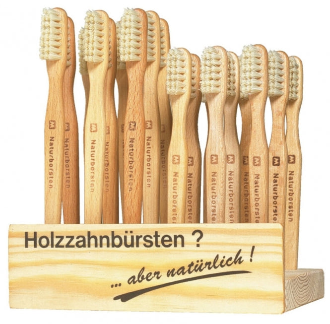 Kinder Holzzahnbürsten, Griff aus heimischem Buchenholz