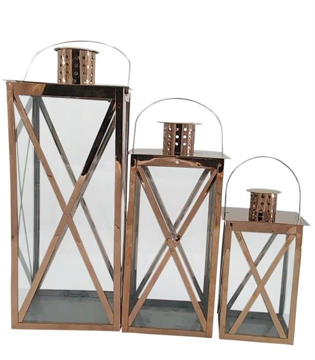 3 Metall-Laternen im Set, rose gold, 3 Grössen Die Rosengold-Laterne,Die 3 Größen der Laternen,Die Metall-Laterne
