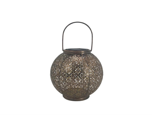 LED Solarlaterne Metall rund | bronze