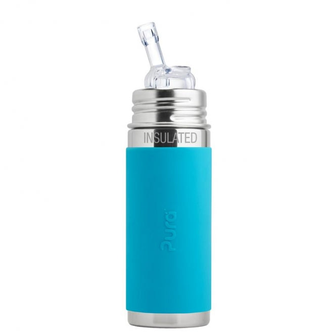 Pura Trinkhalm Isolierflasche 260 ml Aqua 